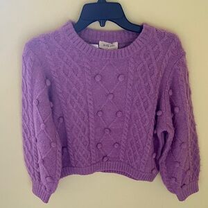 Bloomingdale's Purple Cable Knit Sweater